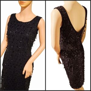 ET AL Vintage Black Sleeveless Hand Beaded Sequin Dress 4.